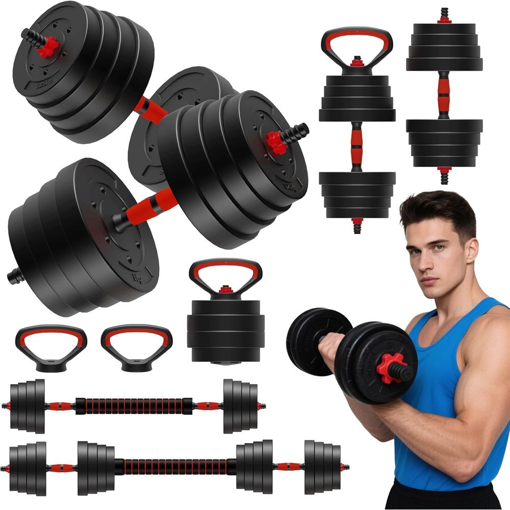 Push Up Stand Bar - 4-in-1 Adjustable Dumbbells Set: Convertible to