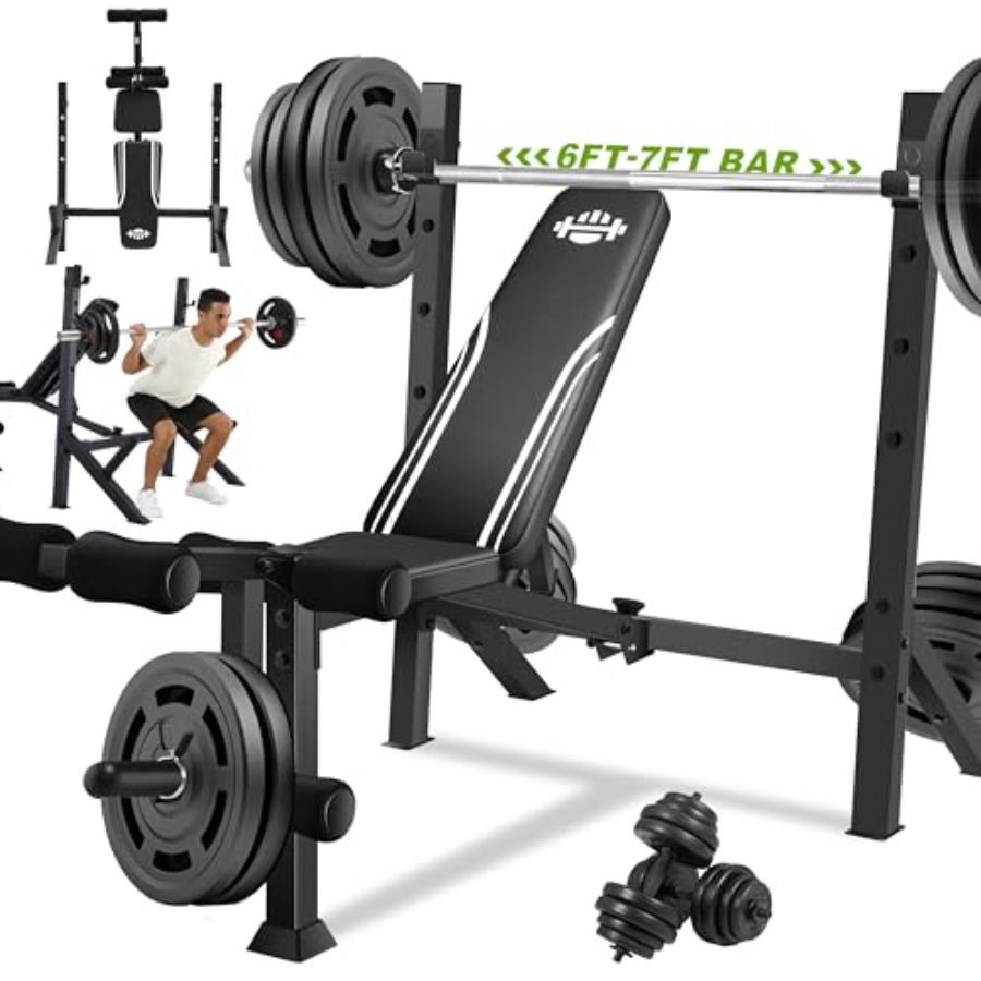 900LBS Weight Bench Set with S - Home Gym Leg Extension recensione e prezzo