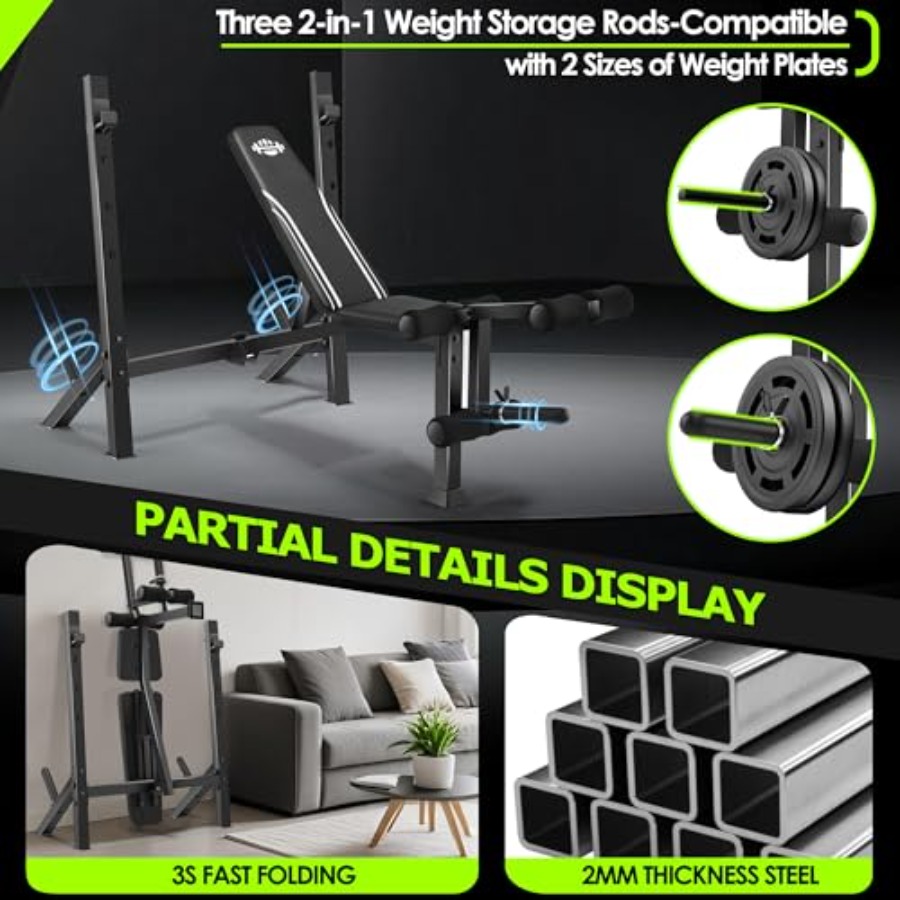 900LBS Weight Bench Set with S - Home Gym Leg Extension recensione e prezzo