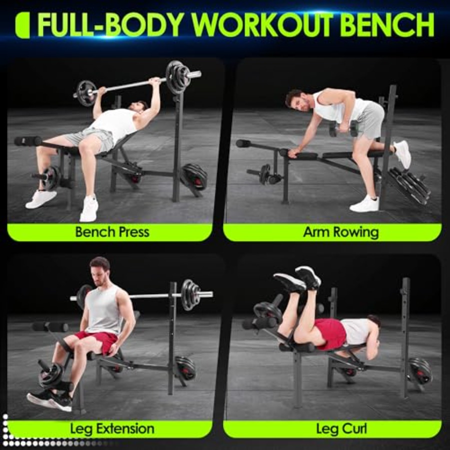 900LBS Weight Bench Set with S - Home Gym Leg Extension recensione e prezzo