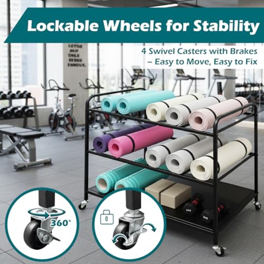Yoga Mat Rack Storage Basket w - All In One Gym Home Equipment recensione e prezzo