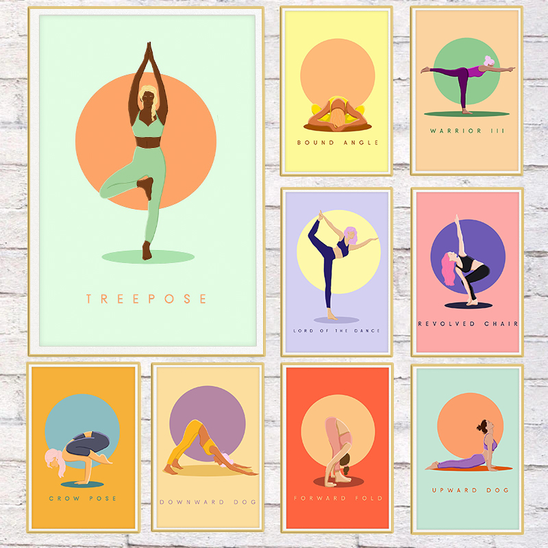 Modern Abstract Yoga Poses Pos - Home Gym Yoga Studio recensione e prezzo