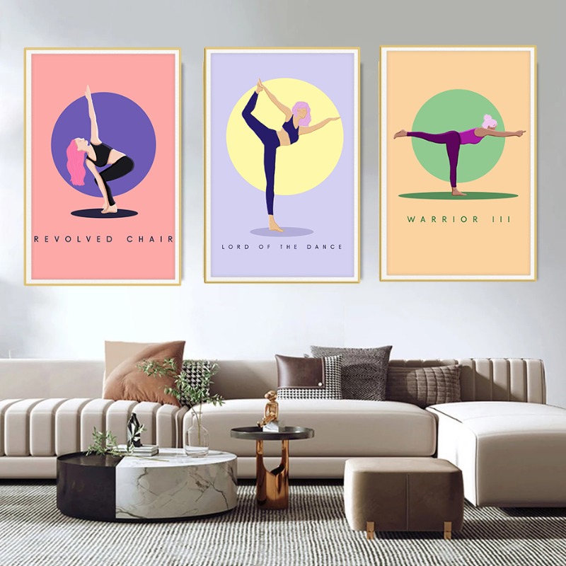 Modern Abstract Yoga Poses Pos - Home Gym Yoga Studio recensione e prezzo
