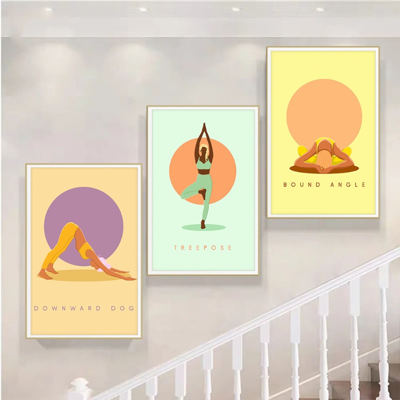 Modern Abstract Yoga Poses Pos - Home Gym Yoga Studio recensione e prezzo