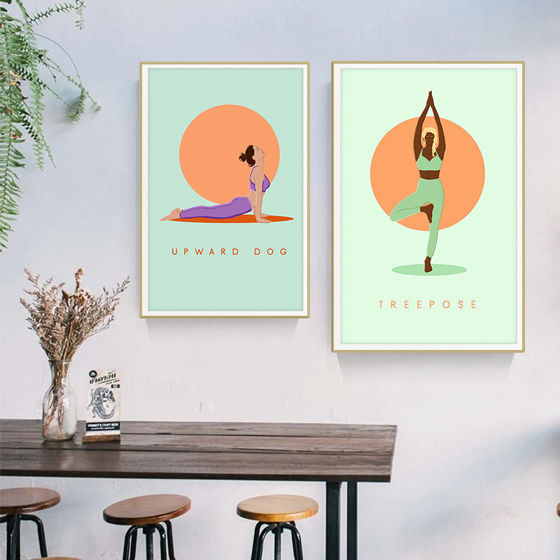 Modern Abstract Yoga Poses Pos - Home Gym Yoga Studio recensione e prezzo