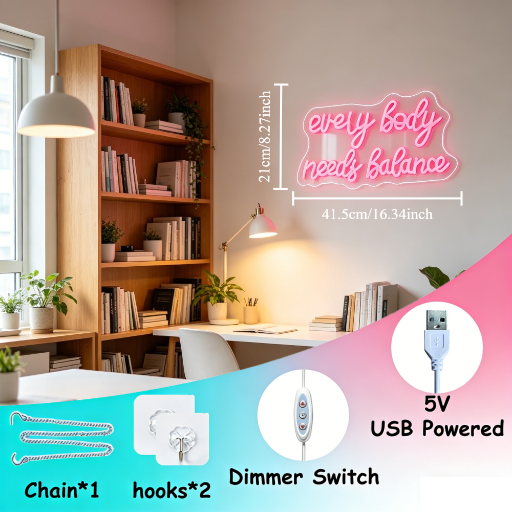 Neon Sign Everybody Needs Bala - Home Gym Yoga Studio recensione e prezzo