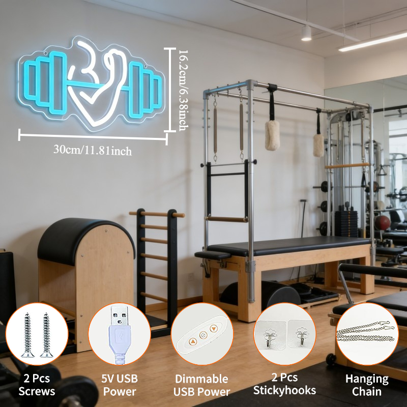 Bicep Dumbbell Neon Sign LED W - Home Gym Yoga Studio recensione e prezzo
