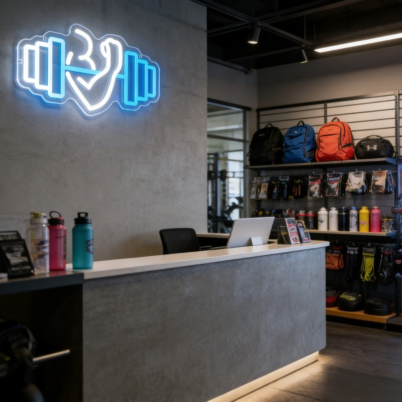 Bicep Dumbbell Neon Sign LED W - Home Gym Yoga Studio recensione e prezzo