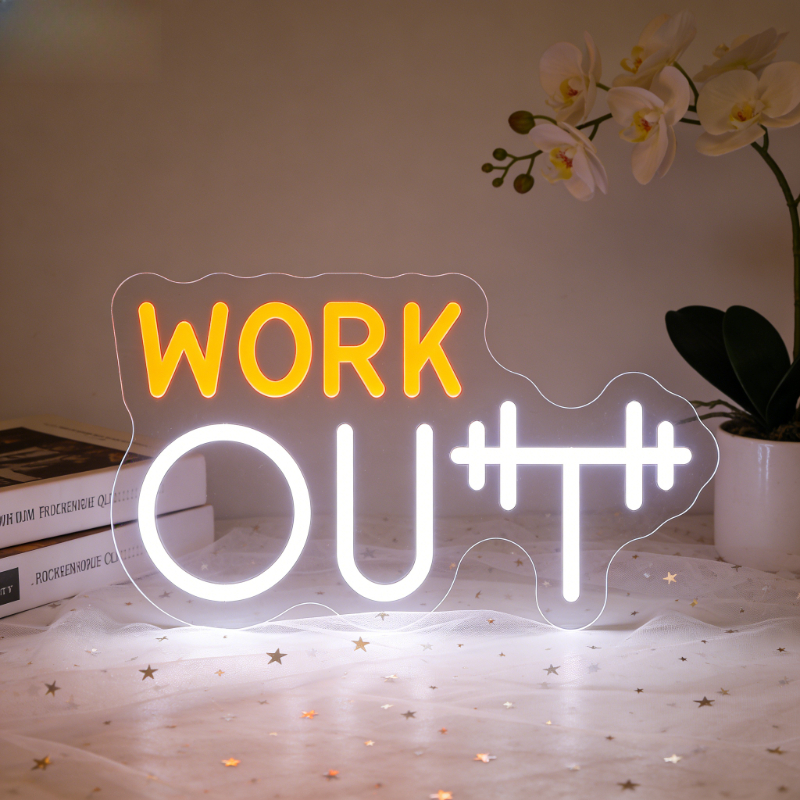 Workout Neon Sign Yellow White - Home Gym Yellow recensione e prezzo