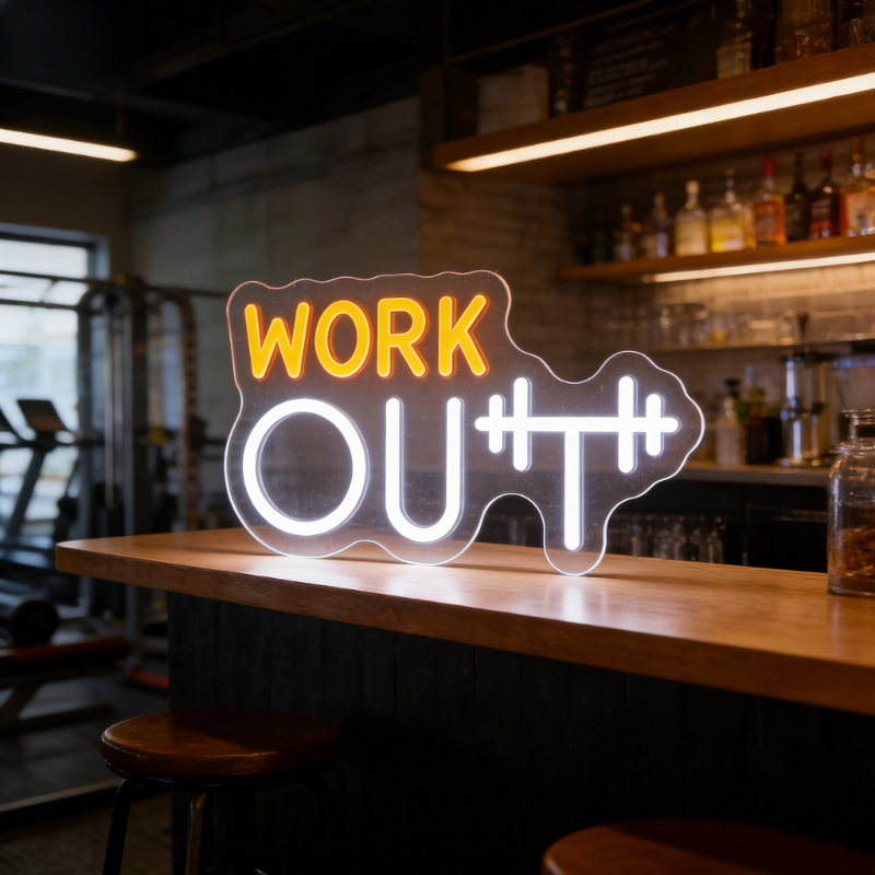 Workout Neon Sign Yellow White - Home Gym Yellow recensione e prezzo